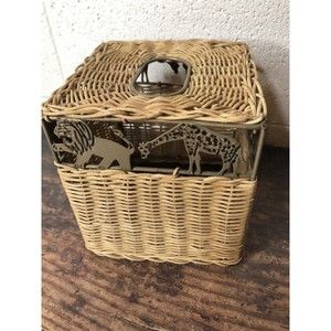 Wicker Basket Safari Animal  Tissue Box Cover Wicker Boho